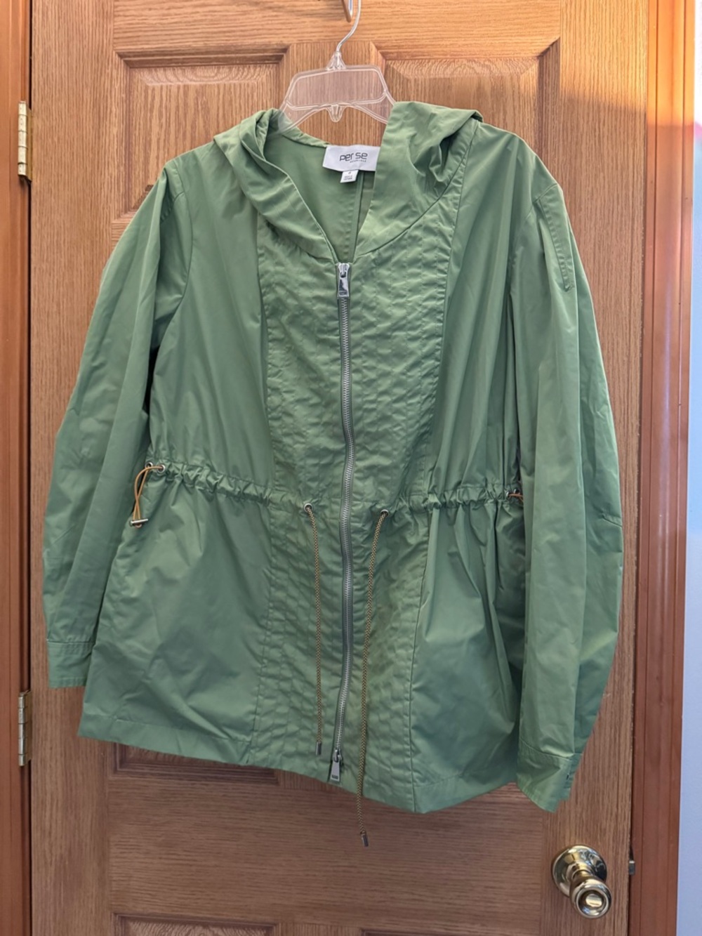 NWT Per Se by Carlisle Cinch Waist Hooded Anorak Jacket - Greenwood size 8